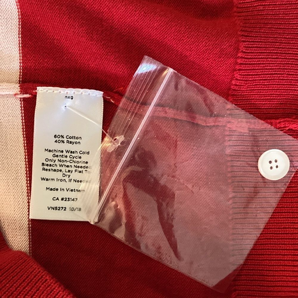 Talbots NWT Woman’s Cotton/ Rayon Striped Cardigan with 3/4 Sleeve. Size XS. - Picture 7 of 8
